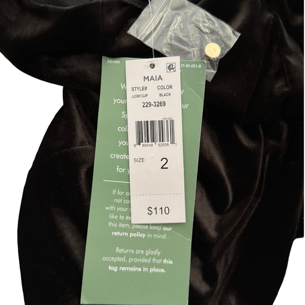 NWT MAIA Black Brown Velvet Halter Midi Dress Size 2 - Picture 9 of 9